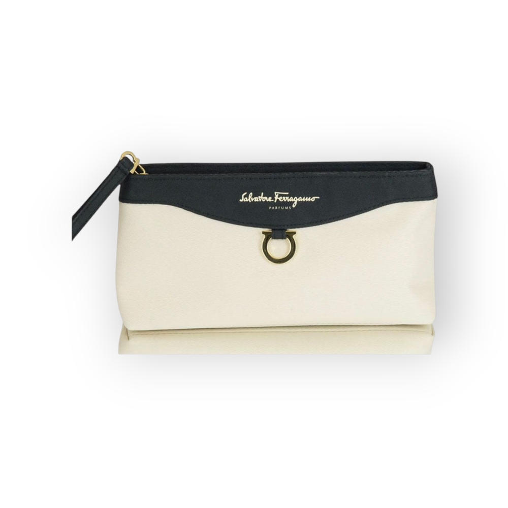 Salvatore Ferragamo Black and Cream Clutch